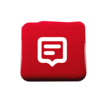 Red square button with a speech bubble png