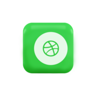A green and white square with a basketball ball on it png