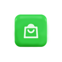 A green square button with a white bag icon png