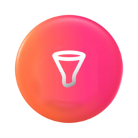 A pink and orange button with a funnel icon png