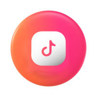 Tiktok logo on a pink and orange button png