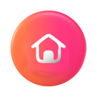 Home icon house symbol on pink and orange button png