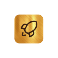 A gold icon with a rocket on it png