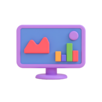 Colorful 3D Data Chart on Computer Monitor png