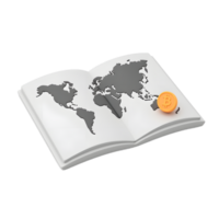 Global Bitcoin Cryptocurrency on World Map Book png