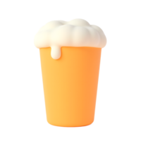 Cute 3D Render of Beer in a Cup with Foam png