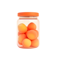 Glass Jar of Orange Spheres 3D Render png