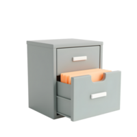 Gray File Cabinet with Open Drawer Showing Files png