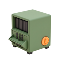 Secure Bitcoin Mining Rig 3D Render Green Crypto Hardware png