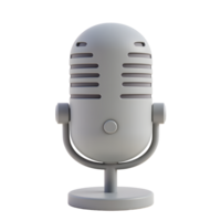 Grey Retro Microphone 3D Render Illustration png