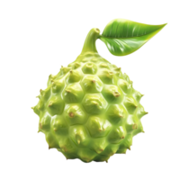 Custard Apple with Green Bumpy Skin and Leaves png