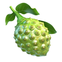 Ripe Green Soursop Fruit with Leaves png