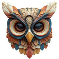artistiek gestileerde uil met ingewikkeld veer patronen png