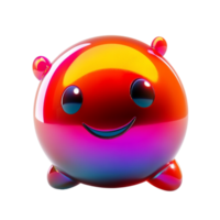 3D Glossy Spherical Robot with Cute Expression png