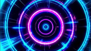 Abstract Futuristic Neon Circles Motion Background Loop Animation video