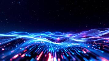 Abstract Digital Landscape, Flowing Data Streams and Futuristic Waves video