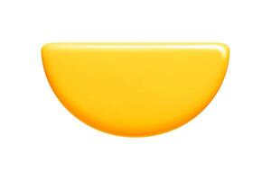 Yellow 3d callout banner shaped like semicircle with glossy rounded edges. vector