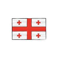 Georgia country flag with outline isolated, graphic element. Hand drawn illustration in sketch style. vector