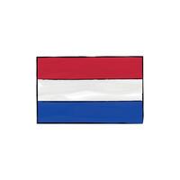 Nederland flag with outline isolated on a white background. Hand-drawn color illustration in sketch style. Graphic element. vector