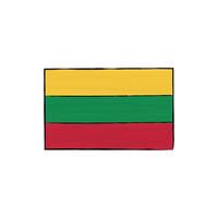 Lithuania flag with outline isolated on a white background. Hand drawn color illustration in sketch style. vector