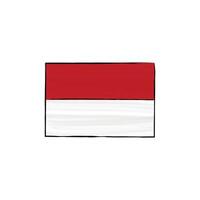 Monaco flag with outline isolated on a white background, graphic element. Hand drawn color illustration in sketch style. vector