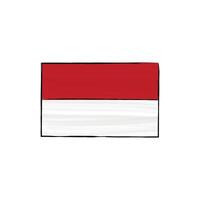 Indonesia flag with outline isolated on a white background. Hand drawn color illustration in sketch style. vector