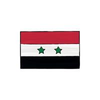 Syria flag with outline isolated on a white background, graphic element. Hand drawn color illustration in sketch style. vector