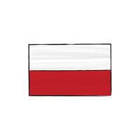 Poland flag with outline isolated on a white background. Hand drawn color illustration in sketch style. Graphic element. vector