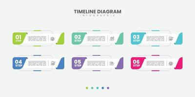 Business infographic template. 6 Step timeline journey. Process diagram, 6 options on white background vector