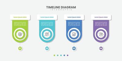 Business infographic template. 4 Step timeline journey. Process diagram, 4 options on white background vector