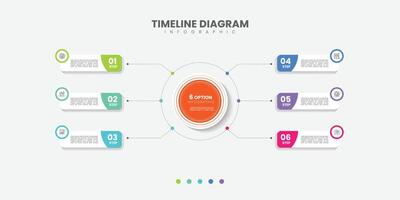 Infographic label design with circle infographic template design and 4,5,6 options or steps. Can be used for process diagram, presentations vector