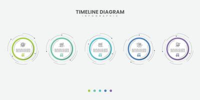 Business infographic template. 5 Step timeline journey. Process diagram, 5 options on white background, vector