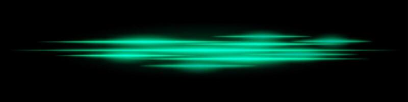 Green glowing light waves on black background vector