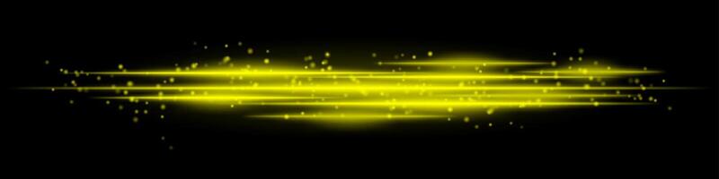 Abstract glowing yellow light on black background vector