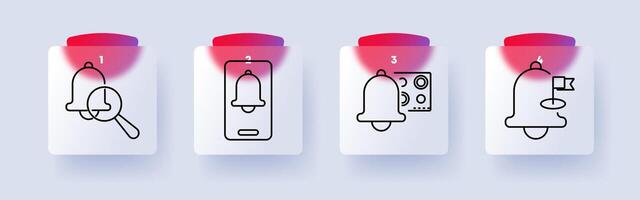 Notifications and alerts set icon. Reminder, mobile notification, urgent alerts, security warning, system notification, task management, time-sensitive information vector