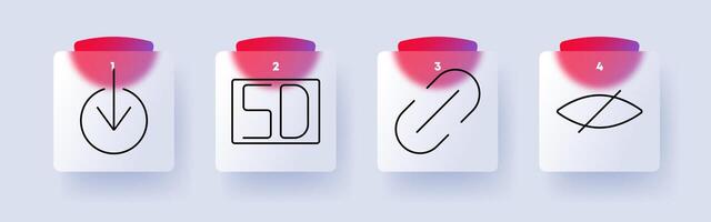Digital interface set icon. Download, SD card, hyperlink, hidden content, data storage, online access, security, multimedia, technology symbols vector