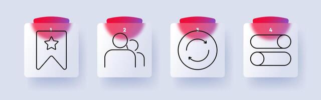 User interface set icon. Bookmark, users, refresh, toggle switch, personalization, settings, customization, interaction, digital tools vector