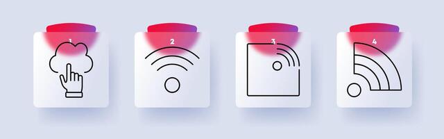 Wireless set icon. Cloud click, wireless signal, network, connectivity, internet, communication, data transmission, online access, smart technology vector