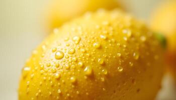 A close up of a lemon with water droplets photo