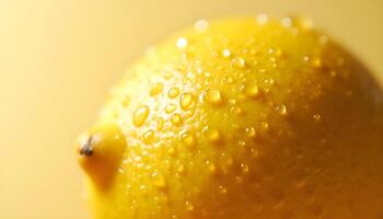 A close up of a lemon with water droplets photo