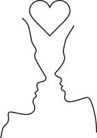 Two people are looking at each other with a heart in the middle vector