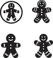 Gingerbread man icon set vector