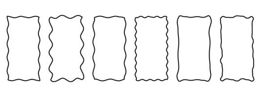 Set of rectangular scalloped and wavy frame. Pop vintage groovy border. illustration on white background vector
