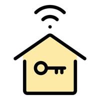 Smart Home Key Icon Secure Access in Flat Line Color Style vector