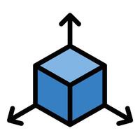 3D Icon Dimensional Visualization in Flat Line Color Style vector