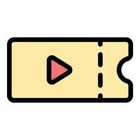 Movie Ticket Icon Entertainment Access in Flat Line Color Style vector
