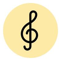 Treble Clef Icon Musical Notation in Flat Line Color Style vector
