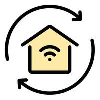 Smart Home Sync Icon Connected Automation in Flat Line Color Style vector