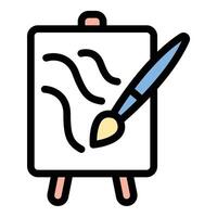 Canvas Icon Artistic Creativity in Flat Line Color Style vector