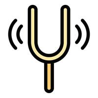 Tuning Fork Icon Pitch Precision in Flat Line Color Style vector
